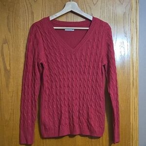 Elegant V-Neck Red Sweater